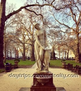 Sculptural Fountain by Alexander Munron at Berkeley Square and London Plane Trees in the Background