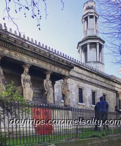 Portico of St Pancras New Church on Euston Road