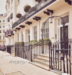 Old Gas Lamps Over The Front Door Entrance On Chesham Street