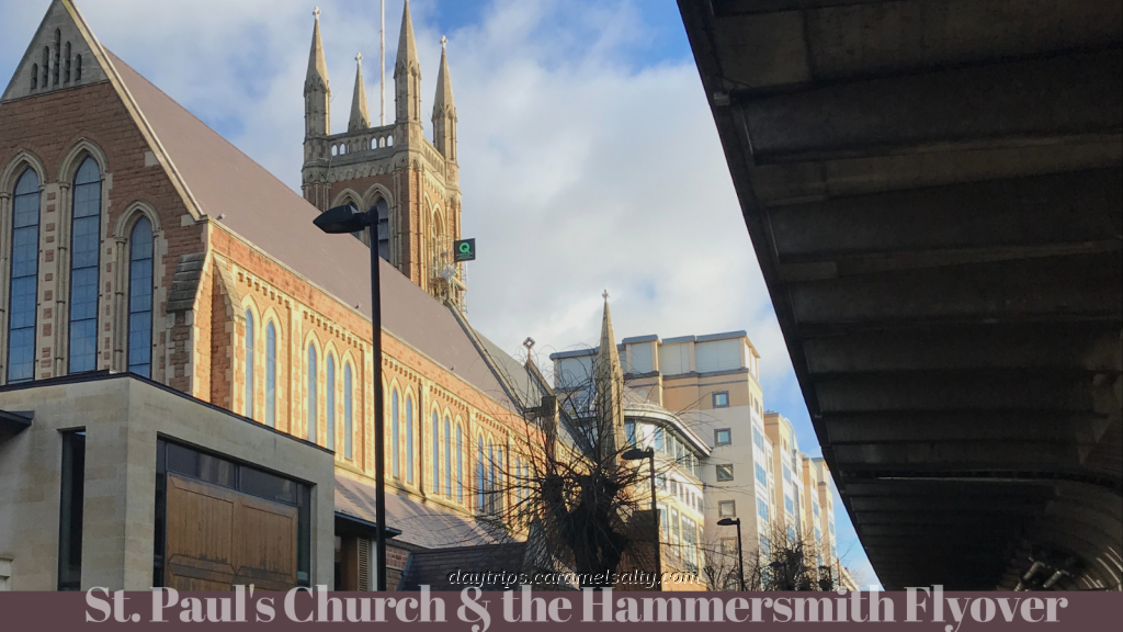 The Hammersmith Flyover running close to St Paul's in Hammersmith