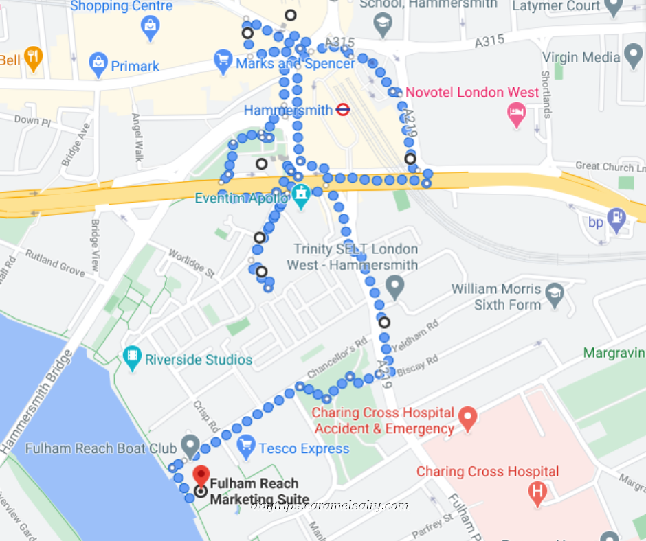 Walking Route Around Hammersmith Broadway